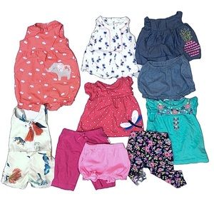 10 pc Bundle Baby Girl Toddler Lot Tops Dress Romper Onsie Skirt cute